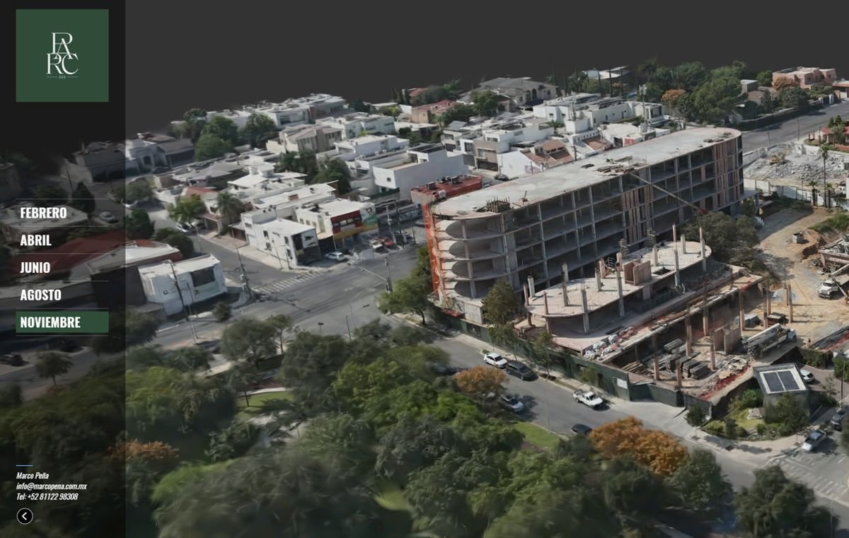 Timelapse 4D aéreo del avance de obra mes por mes